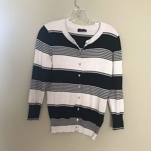 VTG Black and White Striped Cardigan Sweater